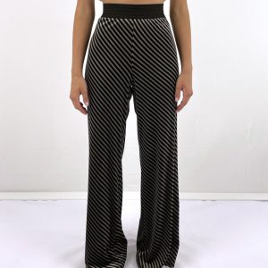 Ghejtah – Pantalone morbido a righe nero-argento