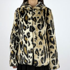 CafèNoir – Similpelliccia animalier con ampio collo